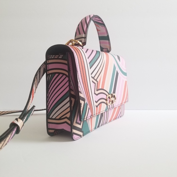 FERRAGAMO Striped Leather Top Handle Crossbody Bag Multi - Picture 7 of 14